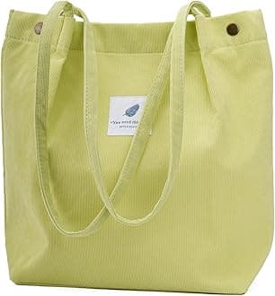 Corduroy Tote Bag Cute Tote Bags for Women Shoulder Bag with Inner Pocket for Work Beach Travel and Shopping Grocery