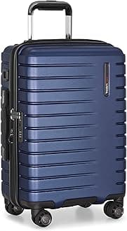 Traveler's Choice Archer Polycarbonate Hardside Spinner Luggage Set, Blue, Carry-On 21-Inch, Tie Down Straps