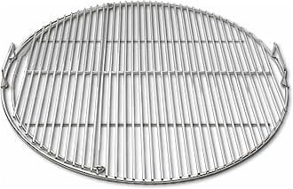 SnS Grills Slow ‘N Sear EasySpin Charcoal Grill Cooking Grate - Compatible with Weber and Other Grills, 2-Zone Stainless Steel Hinged Replacement - Tailgating & Backyard Cooking - 26” Inches