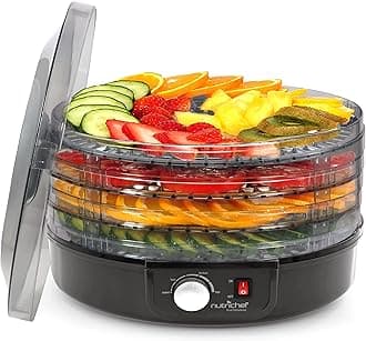 Electric Countertop Food Dehydrator | Professional Multi-Tier Food Preserver | Dehydrate Fish, Beef Jerky, Meats, Mushrooms, Fruits & Vegetables | 5 Stackable Trays for Easy Cleaning