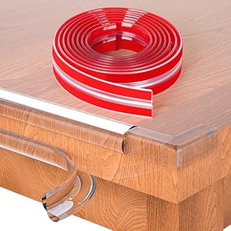 Baby Proofing, 32.8ft Edge Protector Strip Clear, Silicone Soft Corner Protectors with Upgraded Pre-Taped Strong Adhesive, Edge Protectors for Sharp Corners of Cabinets, Tables, Drawers…