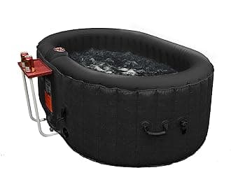 Inflatable Hot Tub Spa | Personal High Powered Jetted Bubble | with Drink Tray, Fitted Cover and 3 Filter Cartridges | 145 Gallon | 2 Person | Oval | Black | HTIO2BKBK