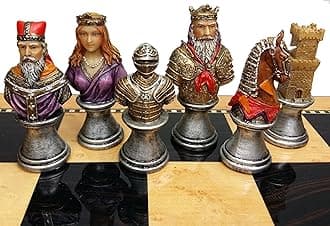 HPL Medieval Times Crusades Red & Green Chess Men Set of 32 Pieces Hand Painted, Standard Edition, 6+ Years