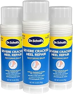 Severe Cracked Heel Repair Restoring Balm 2.5oz, with 25% Urea for Dry, Cracked Feet, Heals and Moisturizes for Healthy Feet, Epsom Salt Soothes, Safe for Diabetics, 3-pack