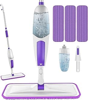 Microfiber Spray Mops for Floor Cleaning - SEVENMAX Dry Wet Floor Mop with Sprayer 3 Washable Pads fit Swiffer Powermop for Hardwood Laminate Tile Wood Vinyl Ceramic Home Kitchen Cleaning