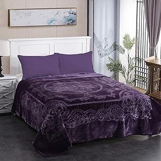 JML Fleece Blanket King Size - Heavy Korean Mink 85 X 95 Inches, 9 Lbs, Single Ply, Soft and Warm, Thick Raschel Printed for Autumn, Winter, Bed, Home, Gifts (Purple)