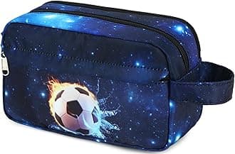 CAMTOP Travel Toiletry Bag for Kids Cute Toiletry Bags for Boys Girls Waterproof for Toiletries Accessories Bathroom Stuff, Soccer Blue