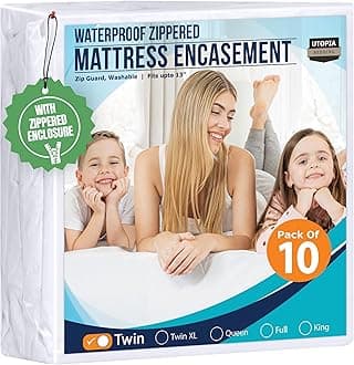 Utopia Bedding Zippered Mattress Encasement - Waterproof Mattress Protector (10, Twin)
