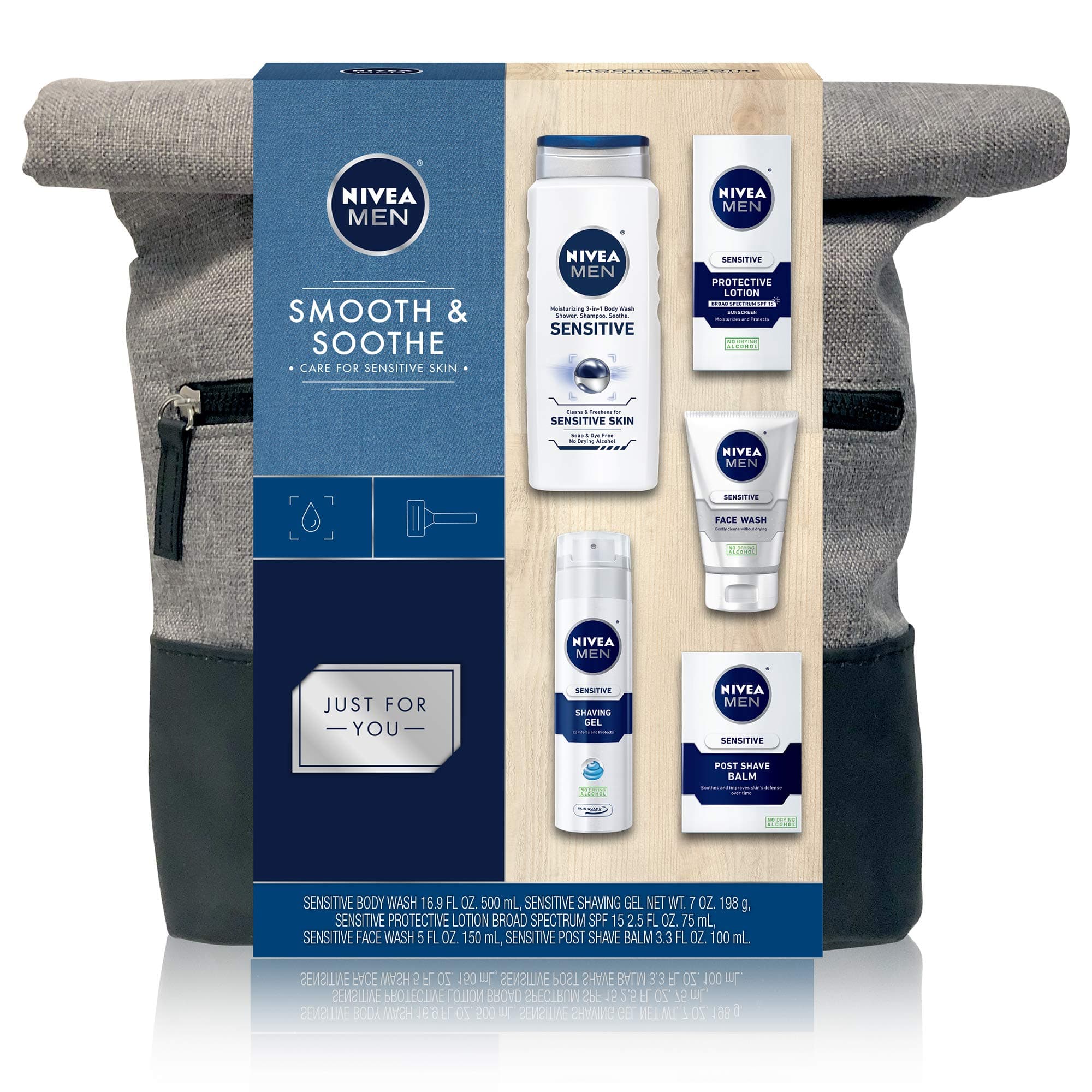 NIVEA Men Dapper Duffel Gift Set - 5 Piece Collection Of On-The-Go Grooming Needs with Travel Bag Included