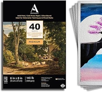 ArtRight Acrylic Paper (A5 Pack of 40 Sheets, 300 GSM); 300 GSM Handmade Sheets for Gouache & Acrylic Media