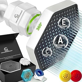 AquaHomeGroup Luxury Filtered Shower Head Set - 20 Stage Shower Filter for Hard Water, Chlorine, Fluoride, Heavy Metals - Water Filter Shower Head with Vitamin C E A Patent Pending (White)