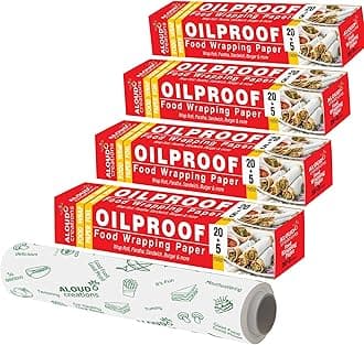 - 100 Meter Food Wrapping Paper Roll | Wrap Roti, Parantha, Sandwich & Burger | Keep Food Safe & Fresh | Oilproof Reusable Paper Wrap | Extra Wide 11 Inch | Paper Foil | 25M Pack of 4
