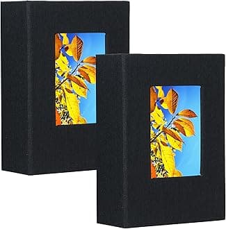 Photo Album 4x6 Photos,Small Linen Hard cover Picture Album Book,Portable Wallet Albums, 48Pockets,2 Packs,Black