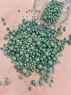 Green Edible Cupcake Cake Topper Sprinkles (35g Pouch) (Pastel/Metallic Green) (35g)