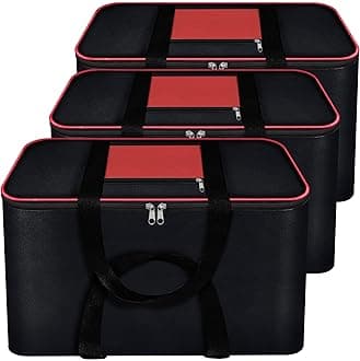 Storite Set of 3 Moisture-Proof Nylon Underbed Storage Bags for Clothes – Large Foldable Zippered Organizers for Wardrobe & Under Storage (54x46x28 cm, Black, Rectangular)
