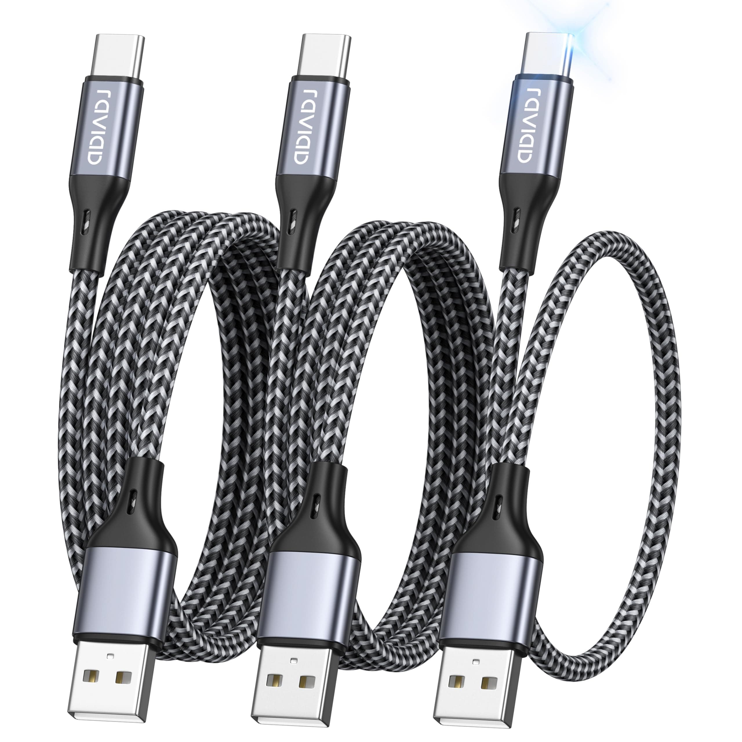 USB C Charger Cable [3Pack 0.3M 1M 2M], USB to USB C Cable Fast Charging Cable Nylon Braided Type C Charger Cable for iPhone 17 16 15 Pro Max 17e 16e Air, Galaxy S25 S24, Pad Pro, Macbook
