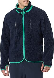 Mens Teddy Fleece Full-Zip Mock Neck Jacket with Chest Pockets