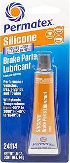 Permatex 24114 Silicone Brake Parts Lubricant, Eliminates Noisy Braking, Fortified with Ceramic Solids, Non-Melting Formula Compatible with Metal, Rubber & Plastic, .5 Fl Oz.