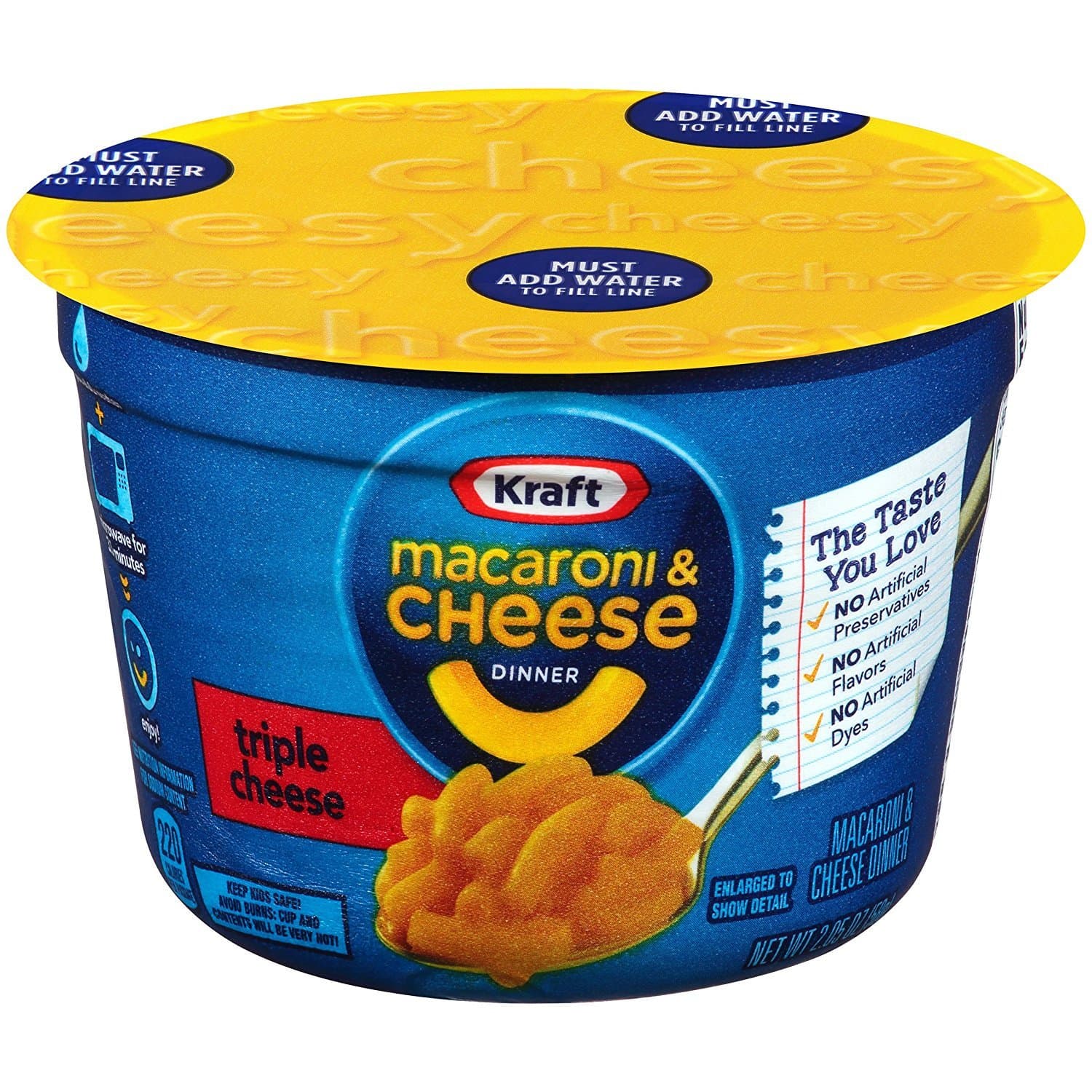 Kraft Easy Mac Triple Cheese Microwavable Cup (2.05 oz Cups, Pack of 10)