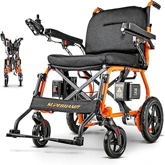 SuperHandy GoRide 2 Electric Wheelchair - Lightweight (42lbs), Foldable, Dual Brushless Motors, Zero Turn, Electromagnetic Brake, Portable Design for Enhanced Mobility (300lbs Capacity)