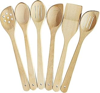 Healthy Wooden Spoons For Cooking Set of 6. Safe and Reliable Cooking Utensils for Kitchen – 100% Natural Nonstick Wood Spatula Spoon For Scraping, Stirring, Serving – Uncoated Solid Hardwood