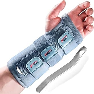FEATOL Wrist Brace for Sprained Wrist, Wrist Support Brace Sleeping with Metal Splints Left Hand, X/Small for Kids, Women and Men, Adjustable Hand Support for Tendonitis, Arthritis, InjuriesOEKO-TEX STANDARD 100