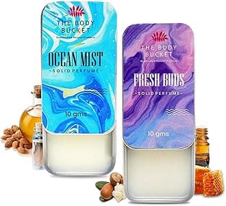 Combo of Fresh Buds & Ocean Mist Solid Perfume- 10 Gms each | Alcohol Free- Pocket Friendly & Easy to Apply, Non-Greasy Cologne Balm | Unisex Gifting Collection