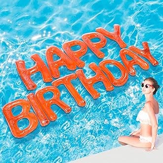 Shappy 20'' Happy Birthday Pool Large Floating Letter Balloons with Adhesive Dots Inflatable Pool Decorations for Summer Birthday Party