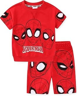 Marvel Spider-Man Boys 2 Piece French Terry Short Sleeve T-Shirt and Shorts Set for Toddler and Big Kids