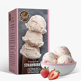 Triple Scoop - Premium Strawberry Ice Cream Mix For Ice Cream Maker. Simple, Easy, Delicious. From Gourmet Mix To Maker in 5 Minutes, Makes 2 Creamy Quarts, Made in USA (1 Pack, Strawberry)