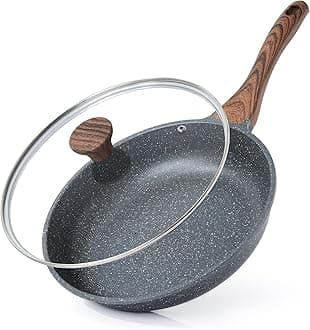 SENSARTE Nonstick Frying Pan Skillet with Lid, Omelet Pan with Cover, Healthy Cooking Chef's Pan, Kitchen Non toxic Pan, PFOA Free (10inch + Glass Lid)