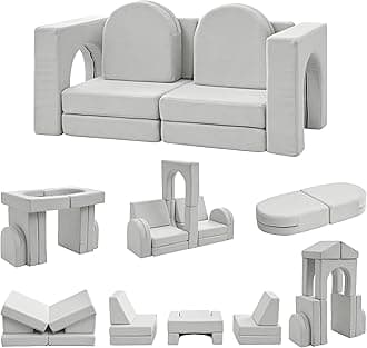 wanan Kids Couch 10PCS, Toddler Couch with Modular Kids Couches for Playroom Bedroom, 10 in 1 Multifunctional Toddler Couches for Playing, Indoor Kid Sofa for Boys Girls (Corduroy Light Gray)