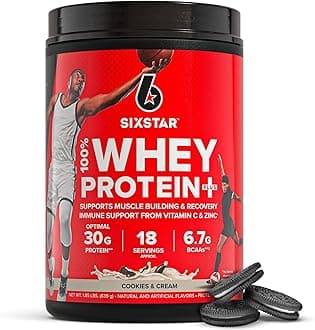 Six Star Whey Protein Powder Plus - Muscle Building & Recovery Formula with Whey Isolate Powder, BCAAs, 30g Protein, Immune Support - Post-Workout Supplement - Cookies and Cream, 1.8 lbs