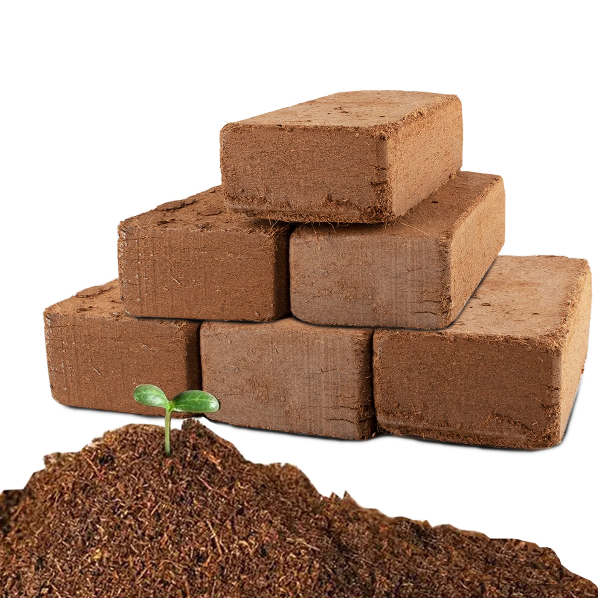 Anothera Coco Coir Brick for Plants- 6 Pack Premium 100% Organic Peat Moss Mix with Low EC & pH Balance, Fiber Coconut Husk for Planting, Gardening, Potting Soil Substrate