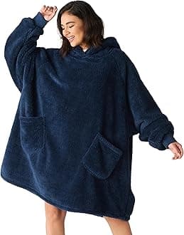 Blanket Hoodie, Wearable Blanket Hoodie as Mothers Day Gifts for Mom, Birthday Gifts for Women Men, Warm Cozy Hoodie Blanket Sweatshirt for Adult Women Men, Navy Blue, Standard
