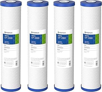 Pentair EP-20BB Big Blue Carbon Water Filter, 20-Inch, Whole House Carbon Block Replacement Cartridge with Bonded Powdered Activated Carbon (PAC) Filter, 20" x 4.5", 5 Micron, Pack of 4