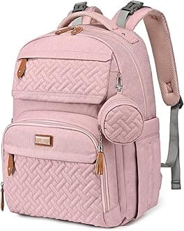 Baby Diaper Bag Backpack, Unisex Bags with Changing Pad, Pacifier Case & Stroller Straps, Multifunction Waterproof Travel Back Pack for Boys Girls (Pink)