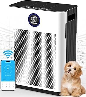 Air Purifiers for Home,FRESHDEW Air Purifiers for Bedroom Up to 170m² With Smart WiFi,Air Quality and Light Sensors,Double-sided Air Inlet,H13 HEPA Fliter for Pet Odor, Dust, Smoke, Wildfire 22dB