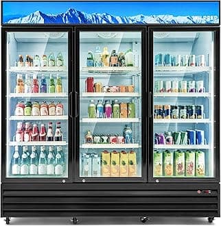 Wilprep Commercial Refrigerator, 72.4 cu. ft. Upright Beverage Display Refrigerator with LED Lighting, 78.1" Swing Glass Door Merchandiser Fridge, ETL, ETL sanitation Listed