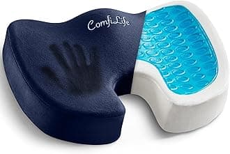 ComfiLife Gel Enhanced Seat Cushion for Desk Chair – Premium Gel + Memory Foam Office Chair Cushion, Car Seat Cushion for Driving, Gaming – Chair Cushions for Back & Sciatica Pain Relief (Navy)