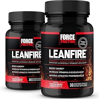 Force Factor LeanFire, 2-Pack, Pre Workout Energy Pills with Green Tea Extract and Caffeine to Increase Energy, Build Lean Muscle, Improve Athletic Performance, and Enhance Focus, 60 Capsules
