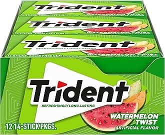 Trident Watermelon Twist Sugar Free Gum, 12 Packs of 14 Pieces (168 Total Pieces)