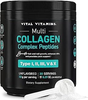 Multi Collagen Peptides Powder - Unflavored, Easy to Dissolve - Type I, II, III, V, X - for Women & Men - Promotes Hair, Skin, Nails, & Joint Health - 30 Servings