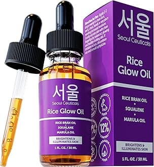 SeoulCeuticals Rice Bran Oil for Skin - Korean Skin Care Facial Glow Oil With Squalane & Vitamin E - Cruelty Free K Beauty Skincare 1oz