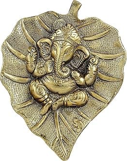 Craft Trade Ganesha Wall Decor - Living Room Metal Wall Hanging Show Pieces for Home Decor - Vastu Items for Home for Good Luck - 7.5x6 Inches (Golden)