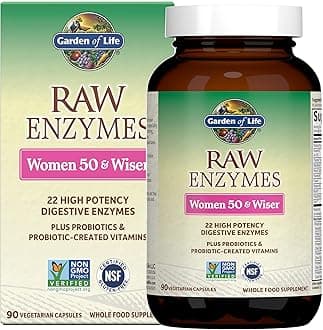 22 Digestive Enzymes for Women 50 & Over with Bromelain, Papain & Lactase Plus Probiotics & Vitamins B12, Biotin & Zinc – RAW Enzymes – Non-GMO, Gluten-Free, Vegetarian, 90 Capsules
