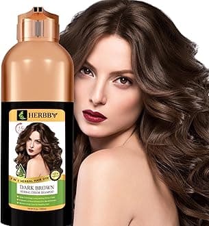 HERBBY Hair Color Shampoo for Gray Hair Coverage&Color Transform with 9 Herbal Extracts –Long Lasting(6-8 Weeks),Shiny,Evenly Colored,Instant Hair Dye Shampoo&Conditioner, 500 Ml (DARK BROWN COLOR)