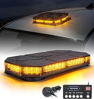 LUMENIX LED Rooftop Strobe Beacon Lights Bar w/Controller Magnetic Emergency Traffic Warning Safety Caution Flashing Light for Construction Vehicles Snow Plow Tow Trucks Postal - Amber (Patent Design)