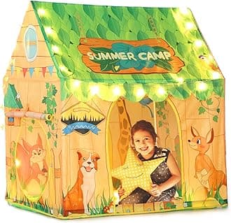 SweHouse Kids Play Tents Indoor: Cute Forest Play Pouse Tent for Kids with Star Lights - Toddler Play Tents Boys Fort Play Area Decorations for Birthday