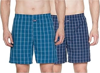 1223 Men's Super Combed Mercerized Cotton Woven Checkered Boxer Shorts with Side Pocket (Pack of 2)